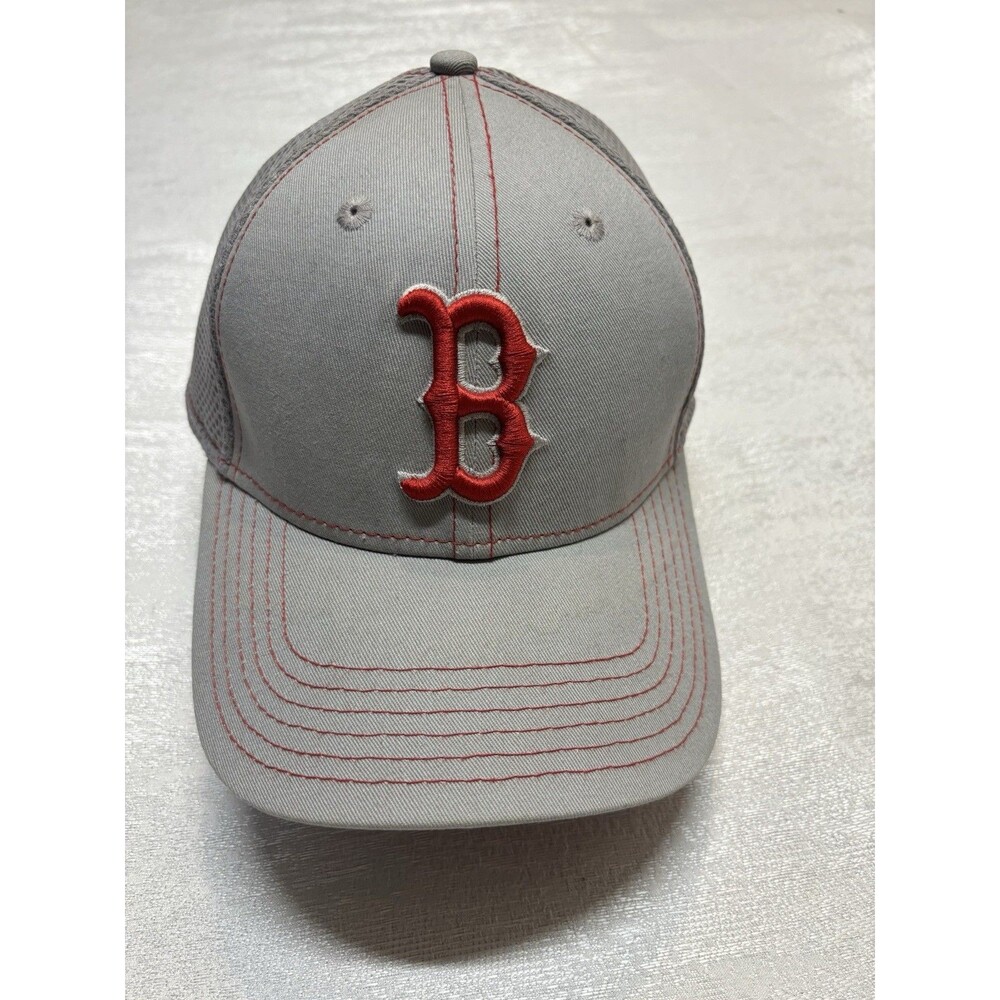 Boston Red Sox Gray Baseball Cap Hat Red  'B' Logo Adjustable Small-Medium Size